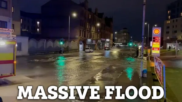 Chaos as ‘burst pipe’ floods Glasgow neighbourhood with streets closed and hundreds of homes without water